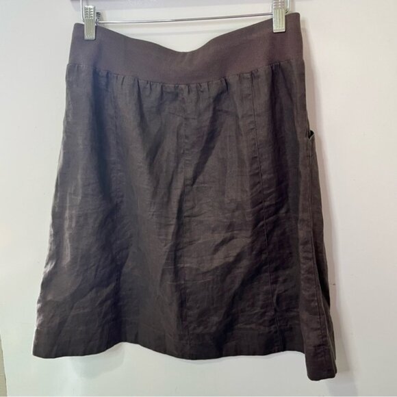 Eileen Fisher Brown Pleated A-Line Skirt for Work - Picture 5 of 7
